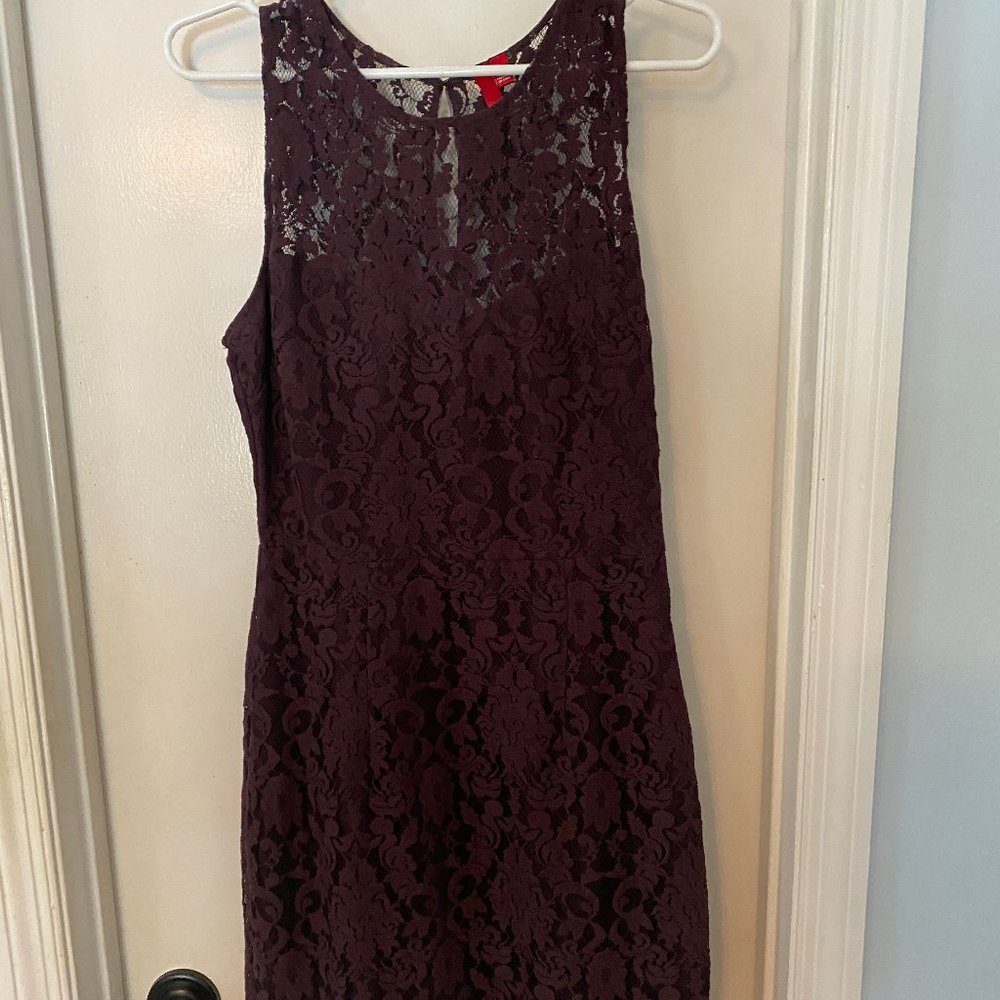 Purple High Neck Lace Dress
